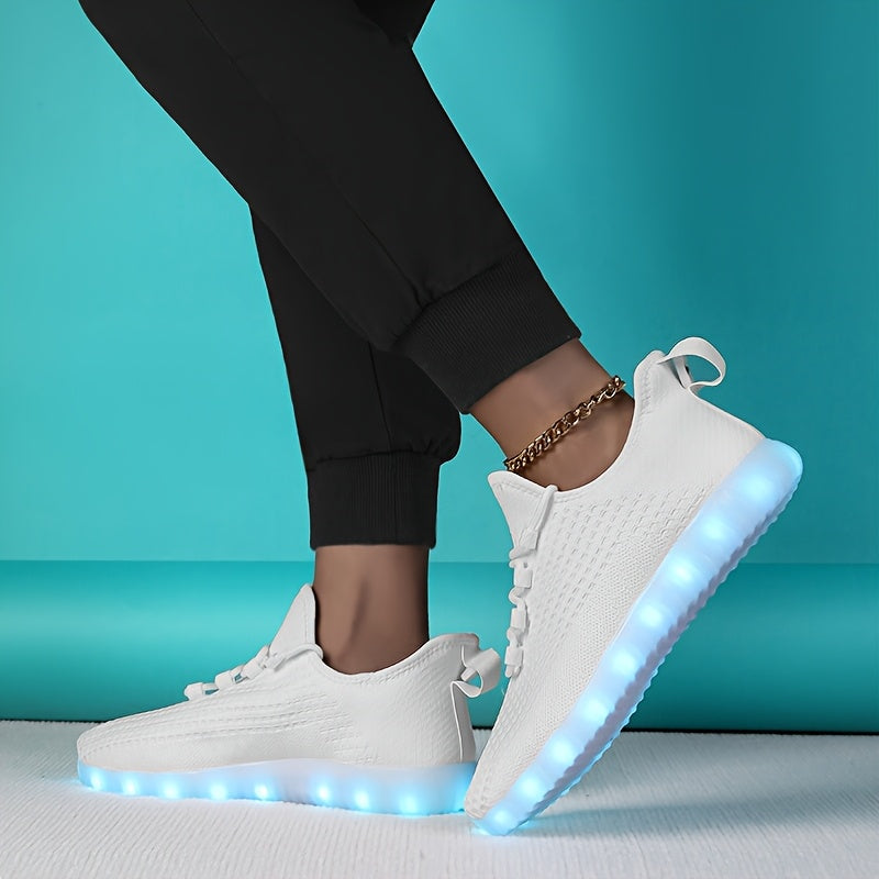 Spring And Summer Styles, LED Luminous Men'S And Women'S Casual Shoes, USB Charging Night Light Shoes, Colorful Transformation Luminous Shoes, Suitable for People, Fashionable Running Shoes, Breathable, Lightweight And Wear-Resistant, Women Shoes