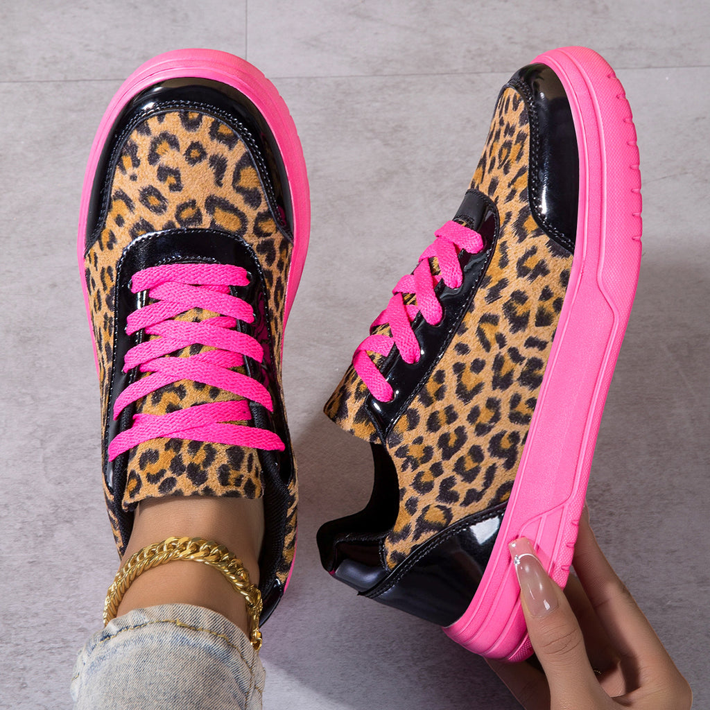 Women's Outdoor Sports Skate Shoes Leopard Print Casual Sneakers, Women Shoes
