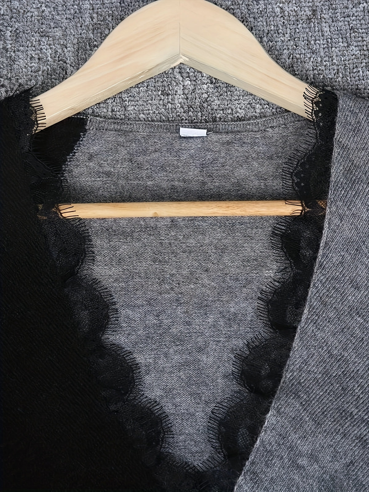 Fashion Lace Patchwork V-Neck Sweater