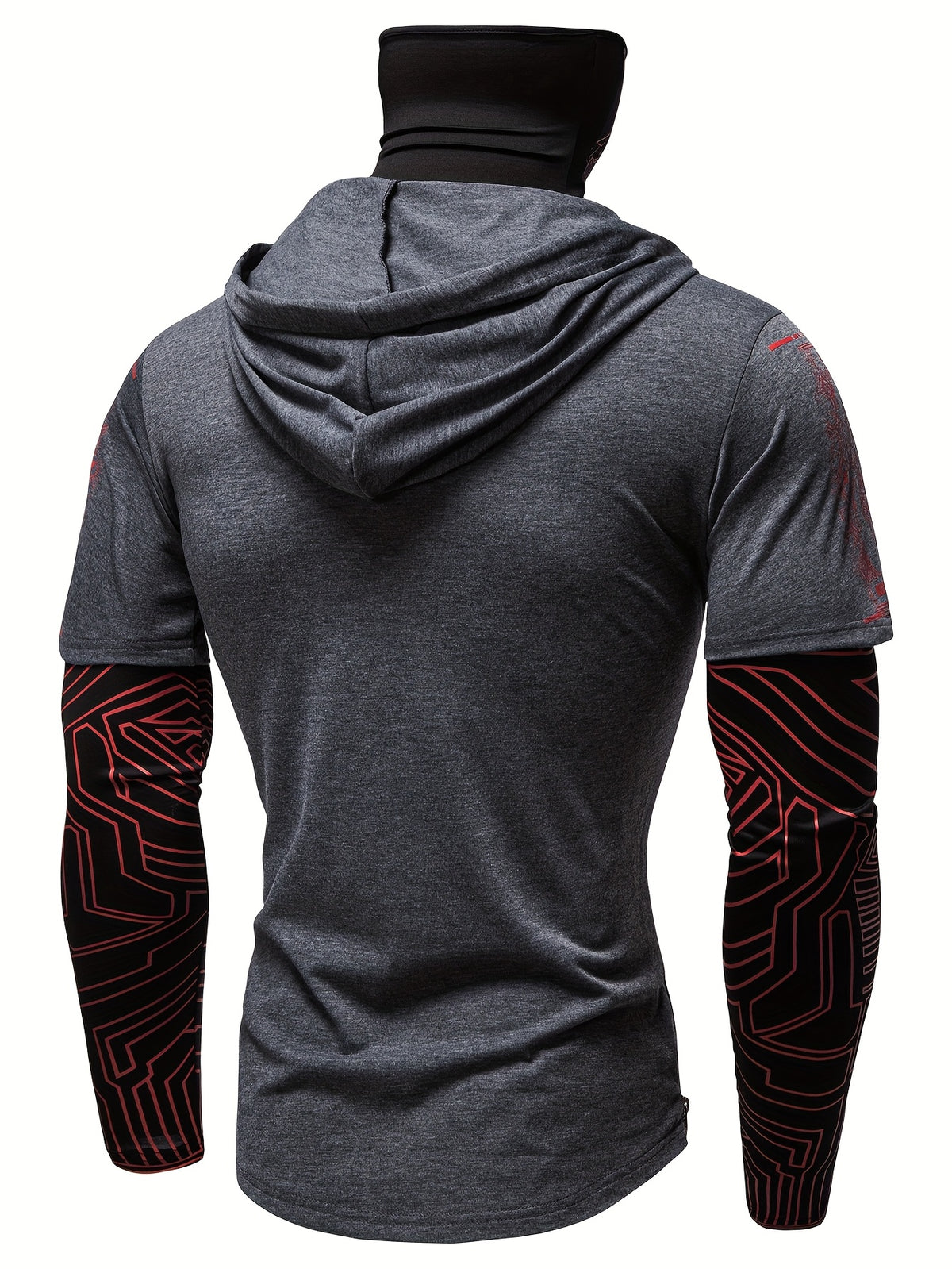 [Pearson OBM] Men'S Geometric Pattern Print Mask Hoodie T-Shirt