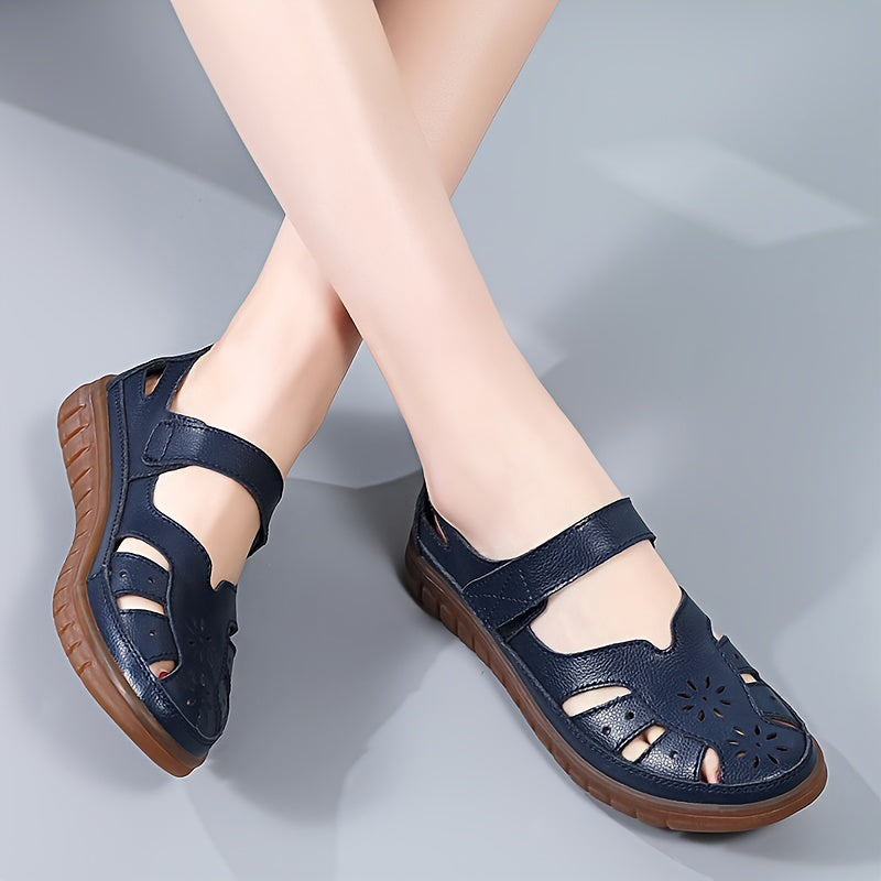 Women'S Classic Genuine Faux Leather Casual Flat Sandal Closed Toe Fisherman Sandals Comfy Work Sandal Everyday Walking Shoe, Women Shoes