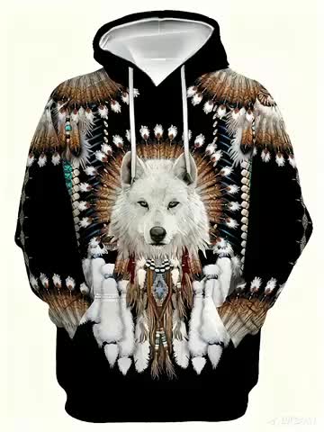 Wolf 3D Printed Men'S Hoodie with a Kangaroo Pocket, a Comfortable And Loose Stylish Pullover, Suitable for Autumn And Winter Men'S Fashion