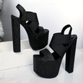 7.48inch High Chunky Heel with Elastic Bands, Slip-Resistant And Durable, Perfect for Fashion Runway Shows, Model Events, And Parties, Offering Comfort And Versatility., Women Shoes