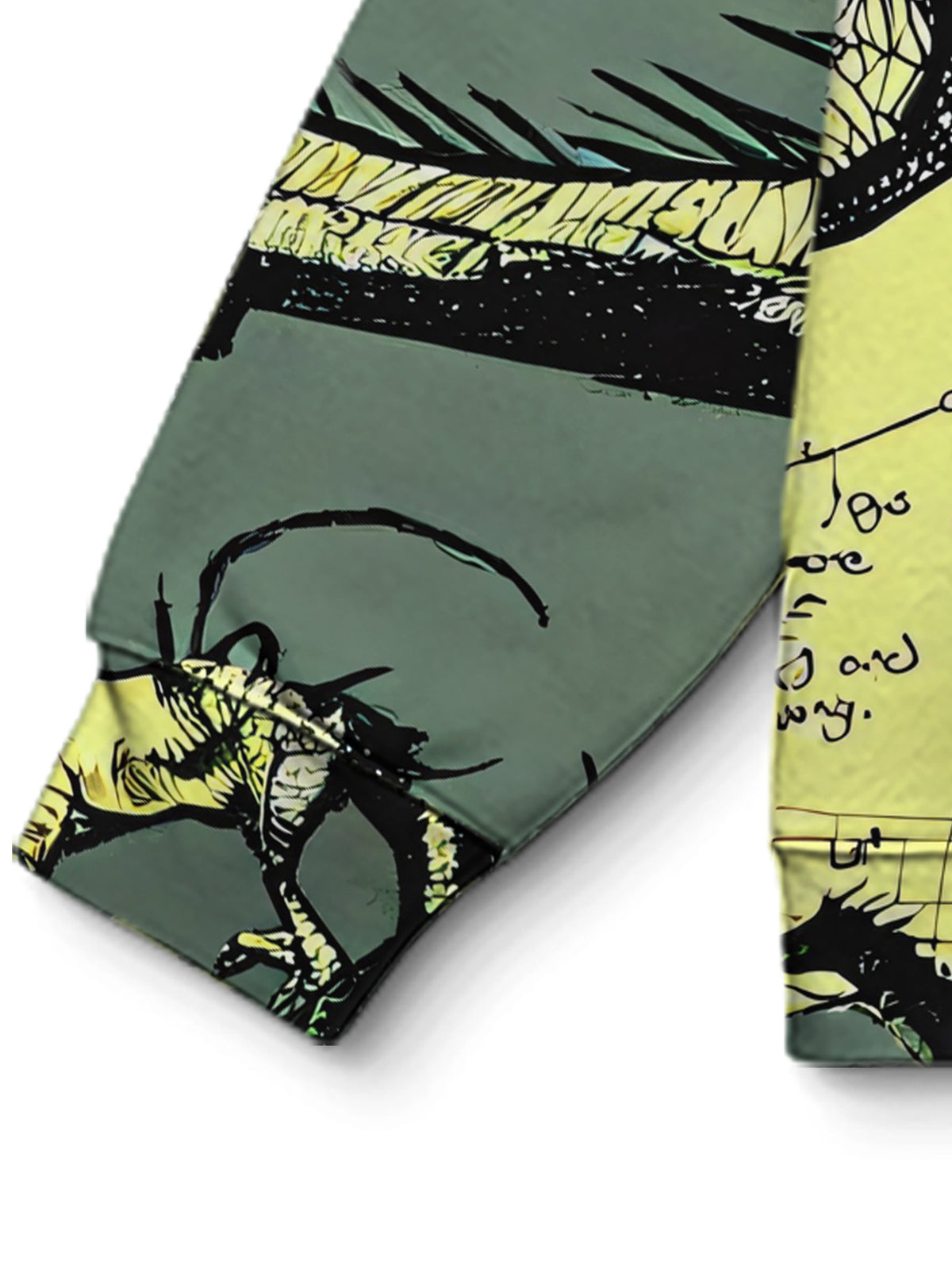 A Stylish Hooded Sweatshirt, a Casual Sports Hoodie Featuring a Hand-Drawn Yellow Illustration of a Thief Dinosaur with a Front Pocket - Made from Stretchy Blended Fabric, Suitable for Spring And Autumn, Ideal for Casual Sportswear