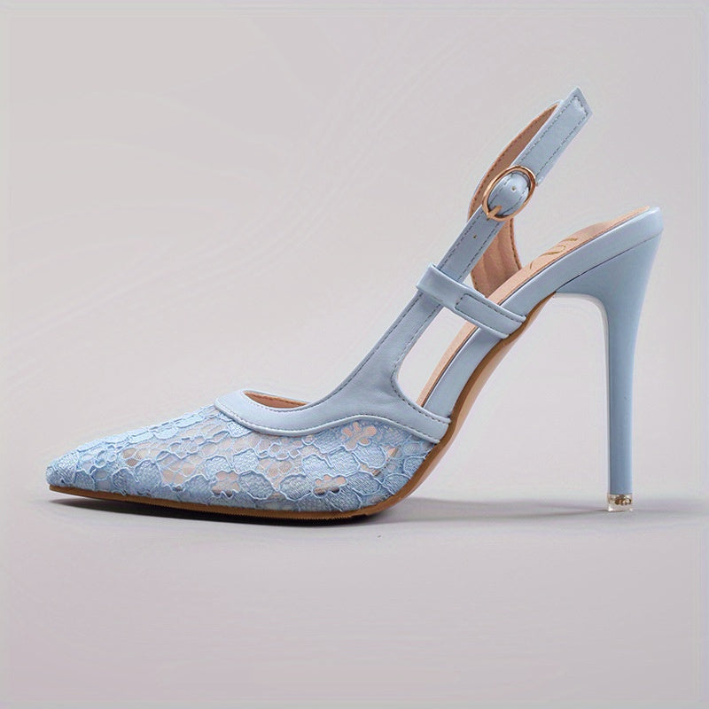 Women's Lace-Patch High Heels, Summer Elegant and Sexy Pointed-Toe Stiletto Sandals for Banquets, Parties, and Weddings, Women Shoes