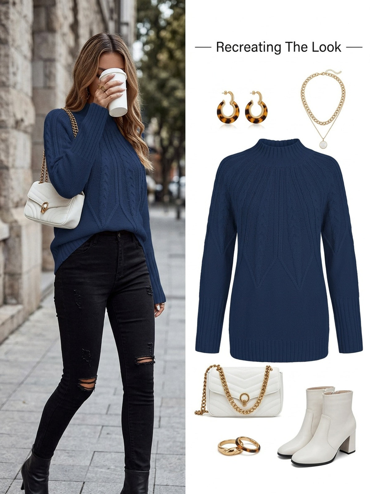 Women'S Stand Collar Off-Shoulder Sweater