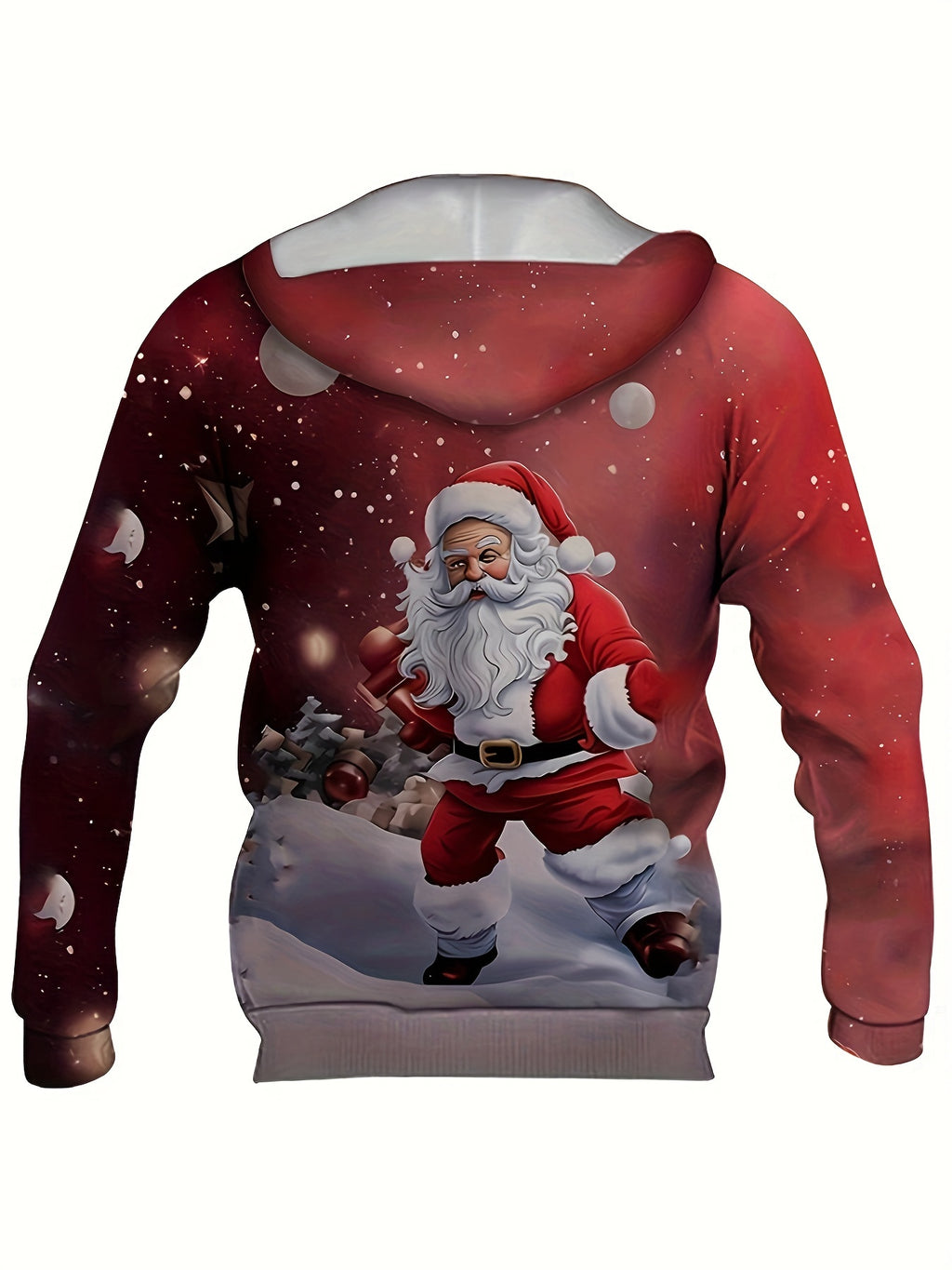 New European and American Style Halloween Men's Santa Claus Digital Print Christmas Series Hooded Sweatshirt Casual Pullover