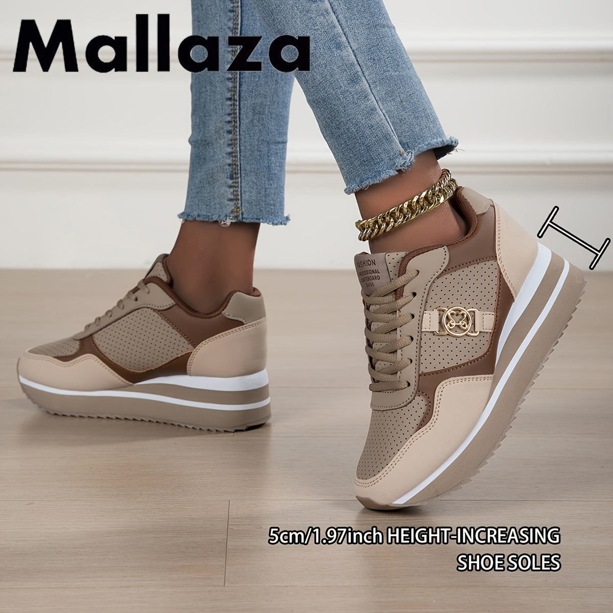 Women'S Trendy Height-Increasing Lightweight, Convenient, Fashionable, Comfortable, Wear-Resistant All-Season Lace-Up Soft-Designed Campus-Style, Youthful Casual Road Running Shoes, Women Shoes, Sneakers