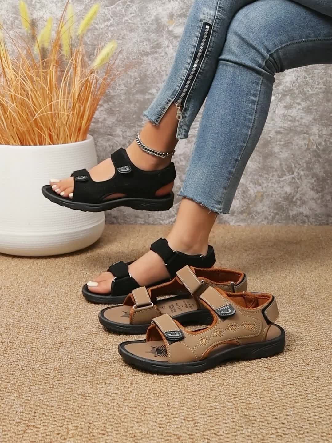 Women's Comfortable Flat Sandals, Breathable Open-Toe Casual Shoes, Non-Slip Soft Sole, Versatile for Daily Wear, Women Shoes