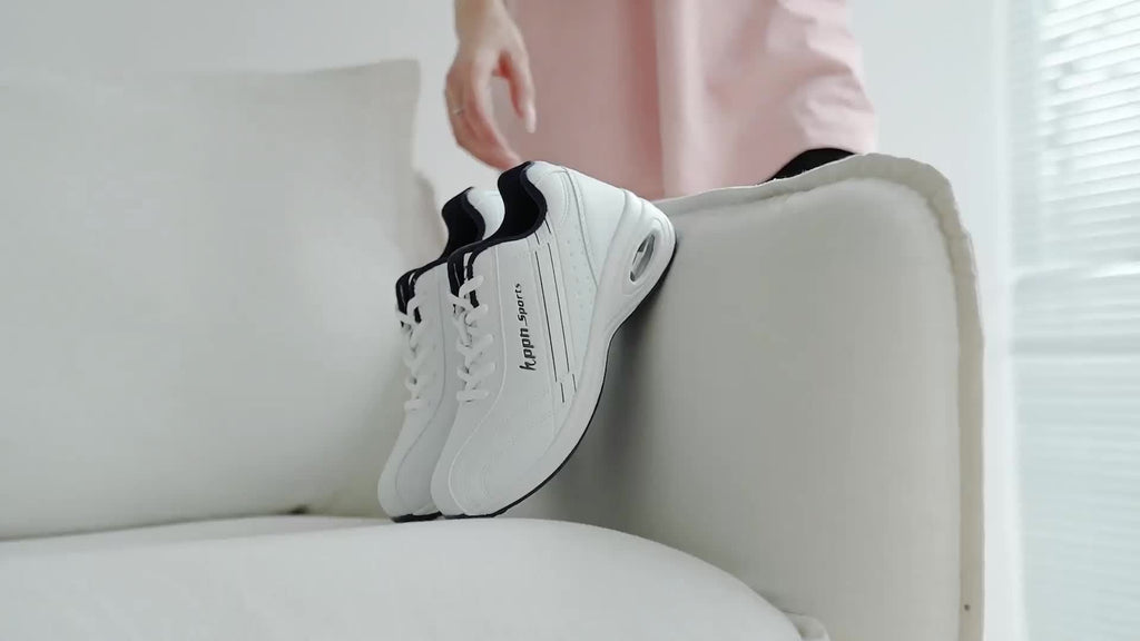 Women'S Air Cushion Anti-Slip Thick Sole Athletic Shoes, Lightweight Lace-Up Surface Outdoor Running Shoes, New Fashion Versatile Athletic Shoes, Women'S Casual Travel Shoes, Women Shoes, Sneakers