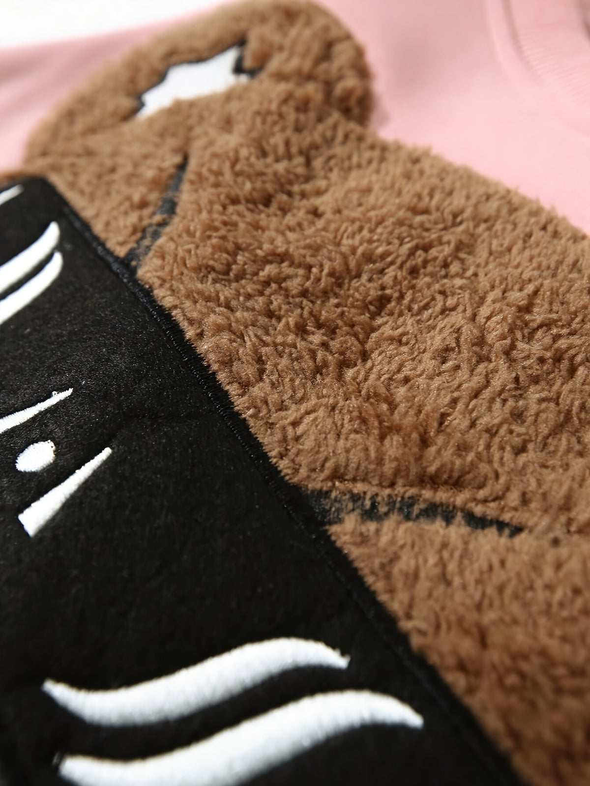 Men'S Fashion Cartoon Bear Long Sleeve Pullover Creative Plush Spliced Casual Sweatshirt