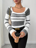 Elegant Special Edition Color-Block Slim-Fit Plush Pullover Sweater