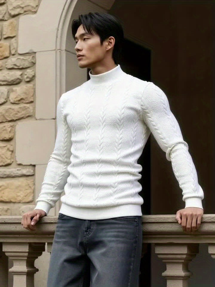 Hot! Brand New Design Men's High Round-Neck Sweatshirt, Fashionable Big Twisted Pattern Design Men's Classic Casual Sweatshirt for Autumn and Winter, Spring Long-sleeved Sweatshirt