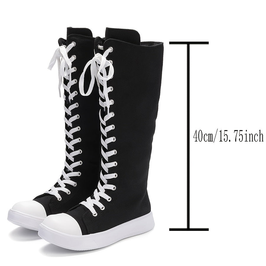All Seasons Outdoor Women'S Long Tube Plus Size Side Zipper Women Shoes Comfortable Breathable Daily Lace-Up Easy Versatile Casual Sneakers