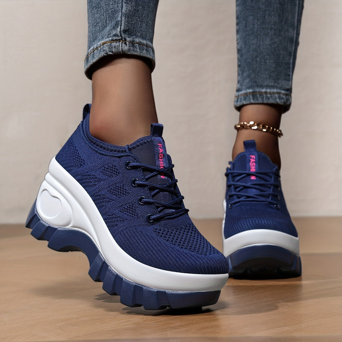 New Spring Summer Style Women'S Shoes Casual Athletic Shoes Comfortable Daily Thick Sole Height Increasing Women Shoes, Sneakers