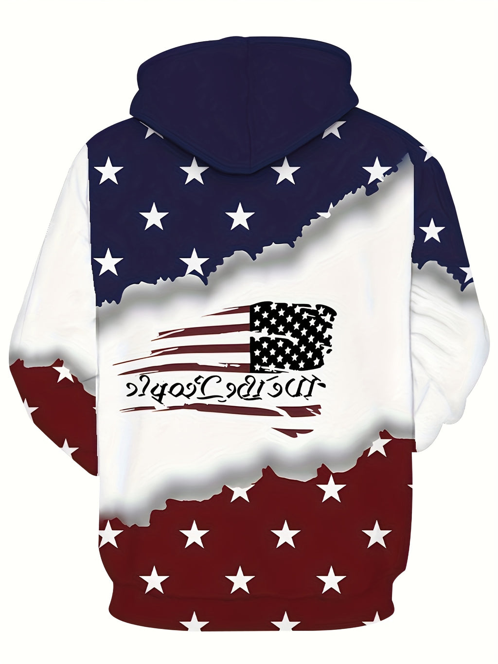 Men's 3D American Flag Print Pullover Zip-Up Hoodie with Kangaroo Pocket, Spring/Autumn Streetwear, as a Gift