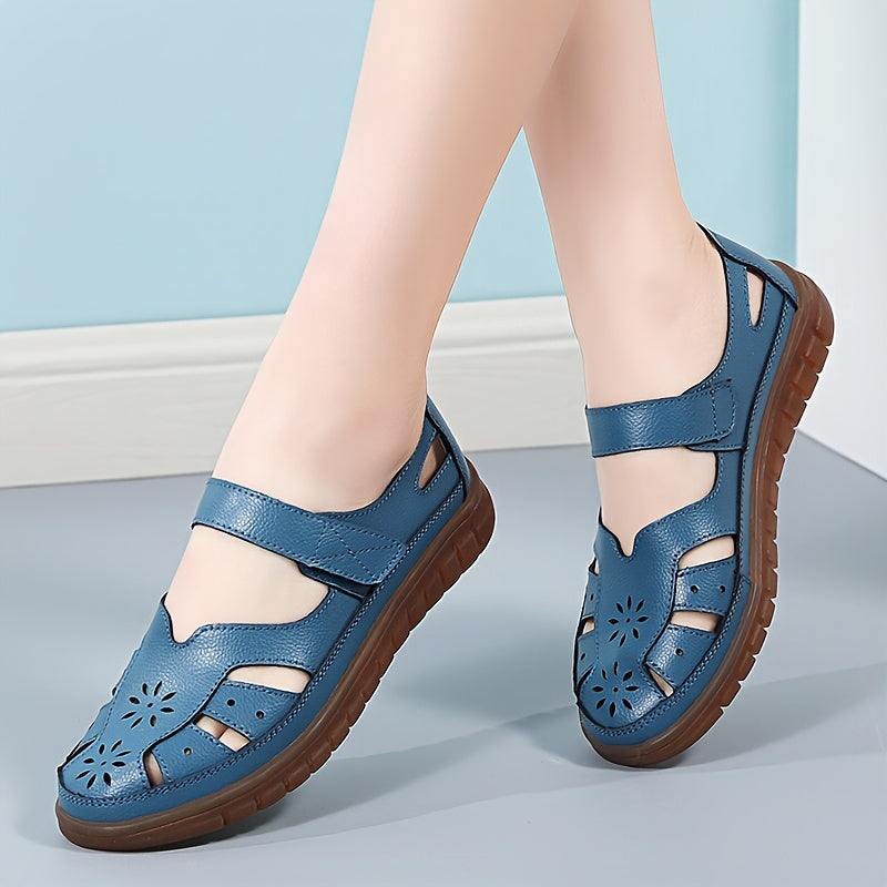 Women'S Classic Genuine Faux Leather Casual Flat Sandal Closed Toe Fisherman Sandals Comfy Work Sandal Everyday Walking Shoe, Women Shoes