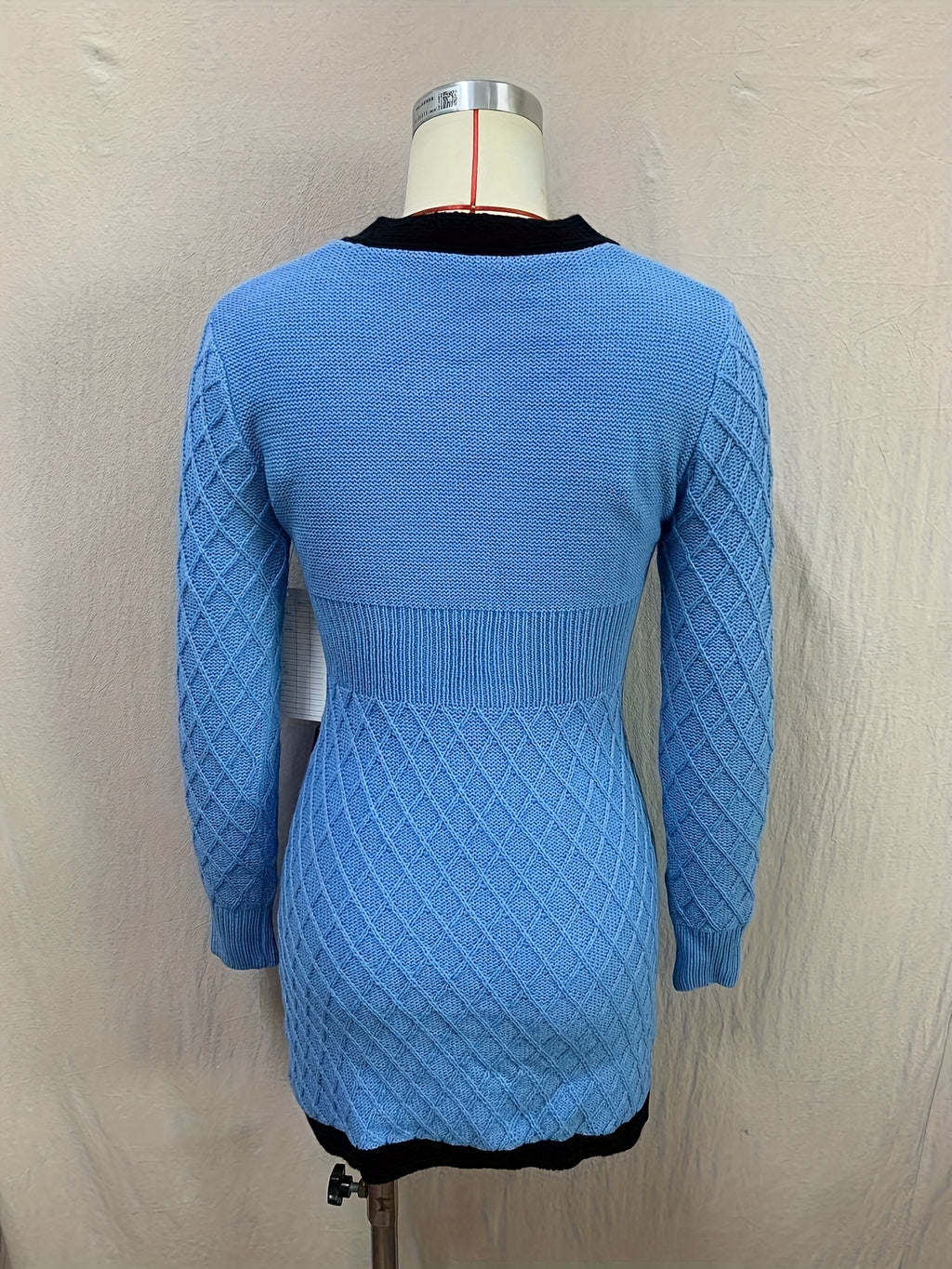 Fall Winter Directional And Little Fragrance Style Bow Texture Checkered Dress