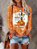 Spring/Autumn Style New Random Print Round Neck Long Sleeve Loose Casual Women'S Top Base T-Shirt Comfortable Fashionable - Suitable for Spring/Autumn Daily And Home Wear