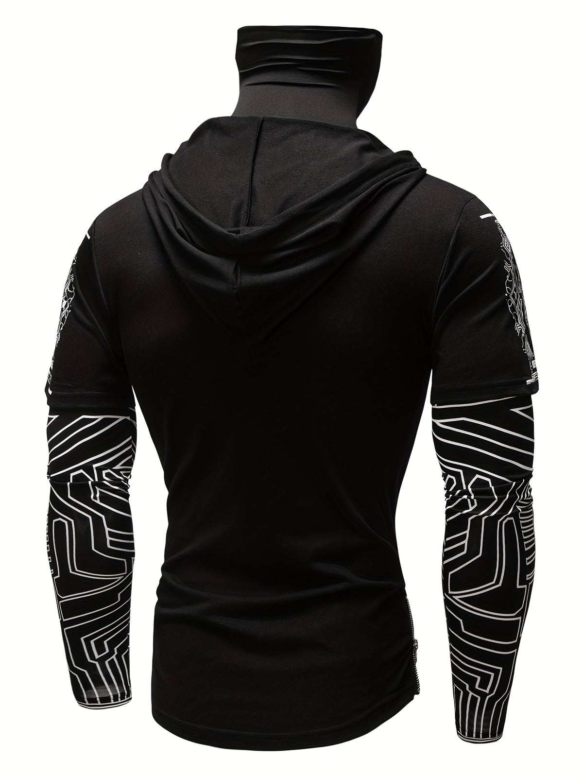 [Pearson OBM] Men'S Geometric Pattern Print Mask Hoodie T-Shirt