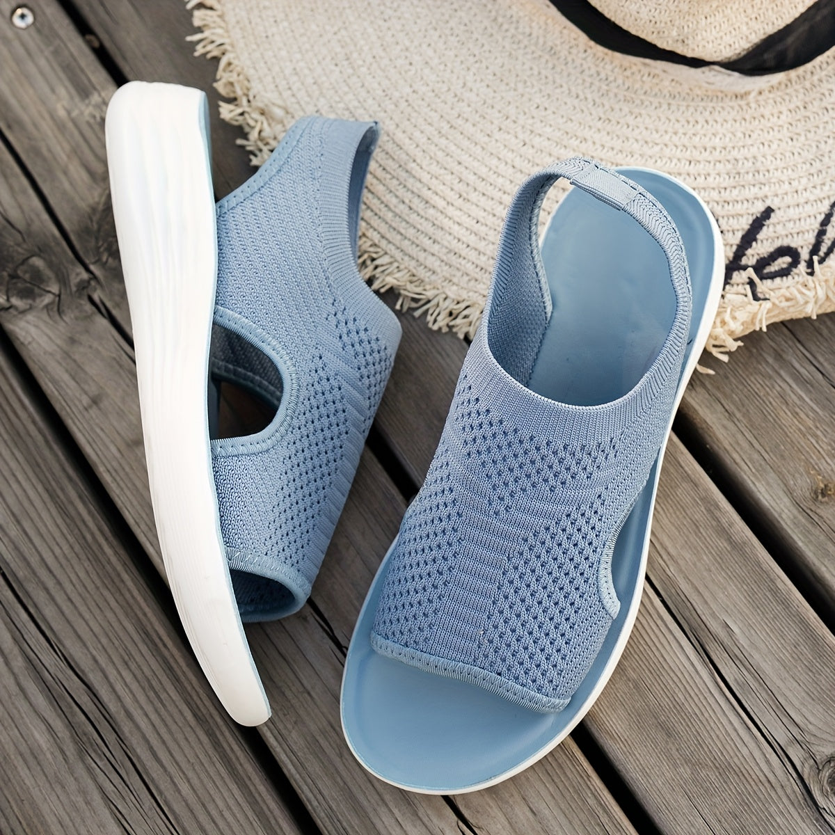 Summer Seaside Vacation Casual Beach Shoes, Lightweight and Breathable Plus-size Women's Shoes, Fashionable and Versatile Open-toe Flat Sandals, Women Shoes
