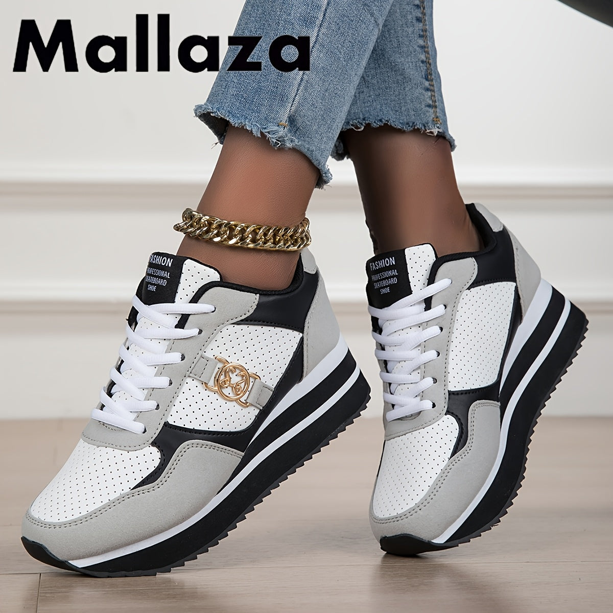 Women'S Trendy Height-Increasing Lightweight, Convenient, Fashionable, Comfortable, Wear-Resistant All-Season Lace-Up Soft-Designed Campus-Style, Youthful Casual Road Running Shoes, Women Shoes, Sneakers