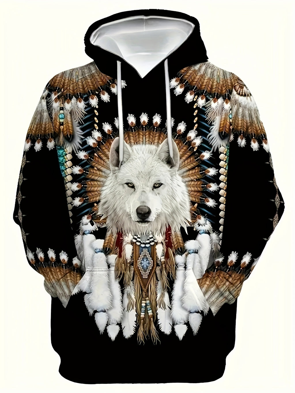 Wolf 3D Printed Men'S Hoodie with a Kangaroo Pocket, a Comfortable And Loose Stylish Pullover, Suitable for Autumn And Winter Men'S Fashion