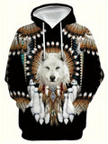 Wolf 3D Printed Men'S Hoodie with a Kangaroo Pocket, a Comfortable And Loose Stylish Pullover, Suitable for Autumn And Winter Men'S Fashion