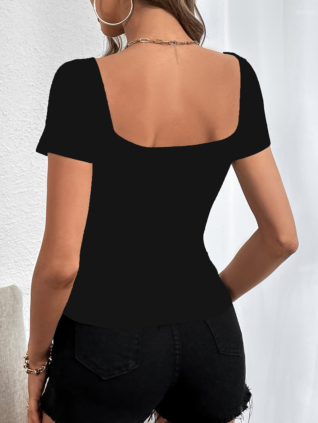 Designated Funds 88031207 Leopard Print Sexy Short-Sleeved T-Shirt Spring And Summer Slim Low-Cut Top