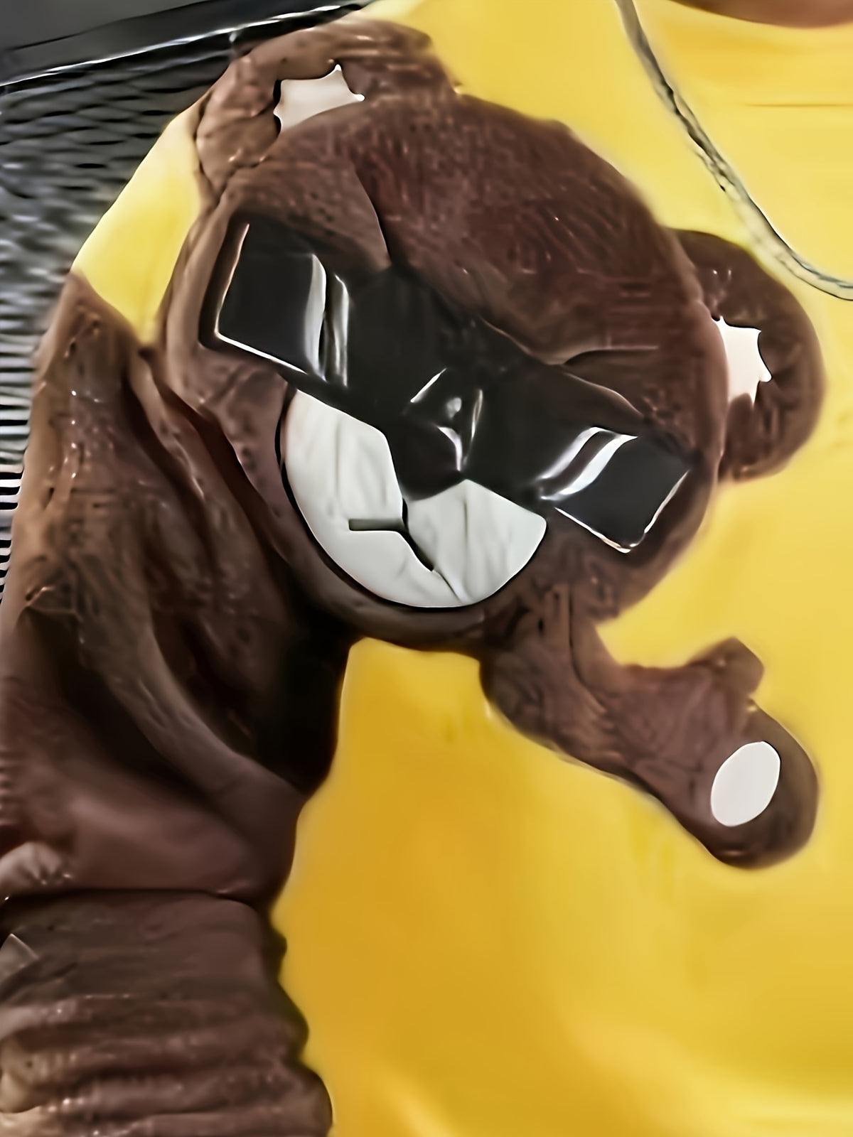 Men'S Fashion Cartoon Bear Long Sleeve Pullover Creative Plush Spliced Casual Sweatshirt