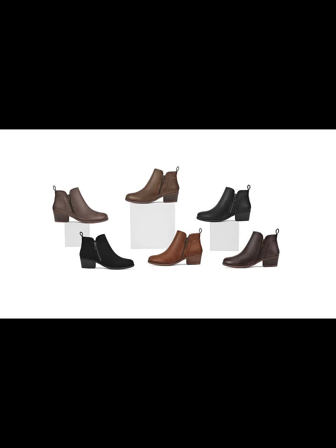 Women'S Versatile Chunky Heel Short Booties, Round Toe, Inner And Outer Zippers, Sole, Comfortable Casual Style, Ideal for Office, Workdays, And Everyday Outings., Women Shoes