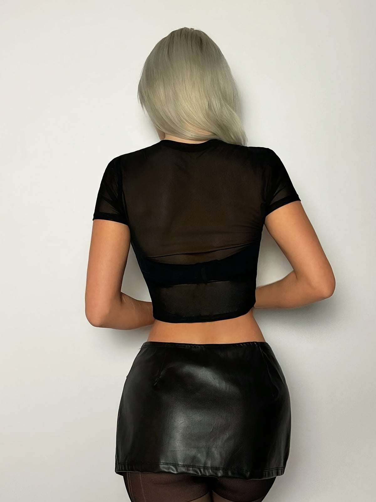 Summer Y2K Flame Pattern Hot Drilling Mesh Slim Crop Top