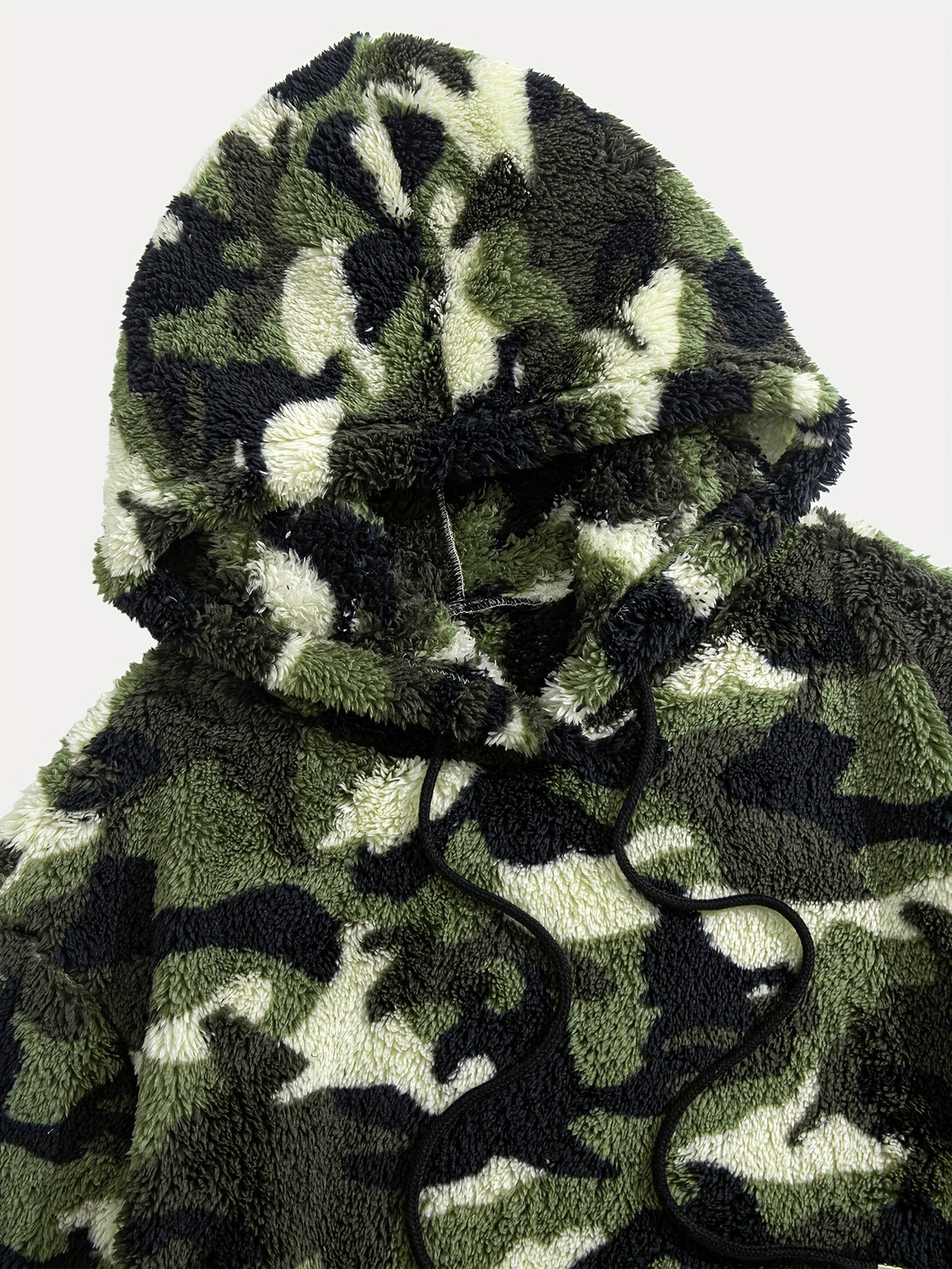 Thickened Double-Sided Plush Camouflage Random Print Hooded Warm Sweatshirt, Hunting