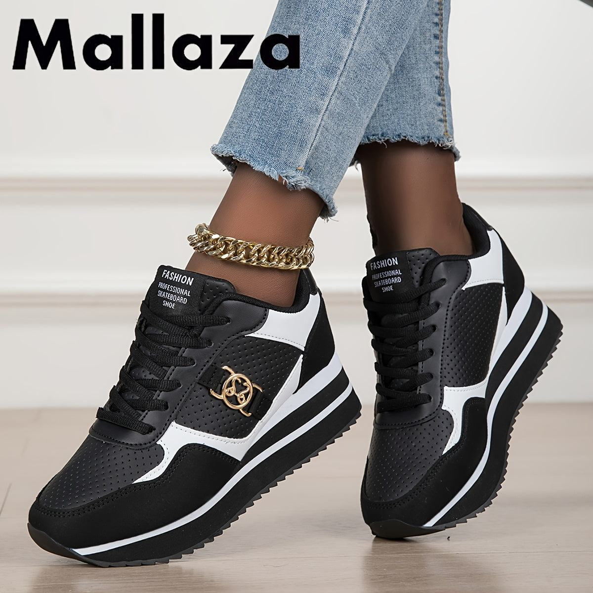 Women'S Trendy Height-Increasing Lightweight, Convenient, Fashionable, Comfortable, Wear-Resistant All-Season Lace-Up Soft-Designed Campus-Style, Youthful Casual Road Running Shoes, Women Shoes, Sneakers