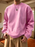 Unisex Pink Blank Crew Neck Sweatshirt Solid Color No Graphic Oversized Pullover DIY Heat Transfer Plain Sweat Top