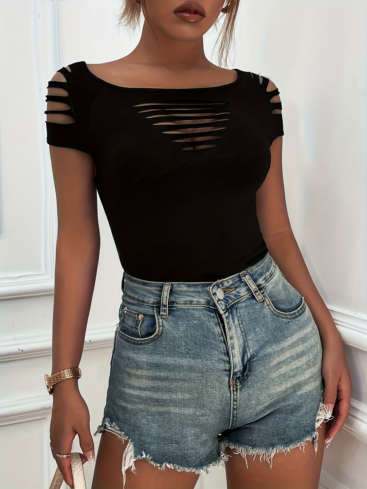 Fashion Women'S New Large Round Neck Short Sleeve Top
