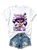 Fun Birthday Queen T Shirt 'I Don'T Age I Upgrade' Slogan with Crown And Lip Print Loose Version Short Sleeve Crew Neck Stretch Medium Fabric Machine Washable Casual Top Perfect for Casual Retro Casual Round Neck Printed T-shirt