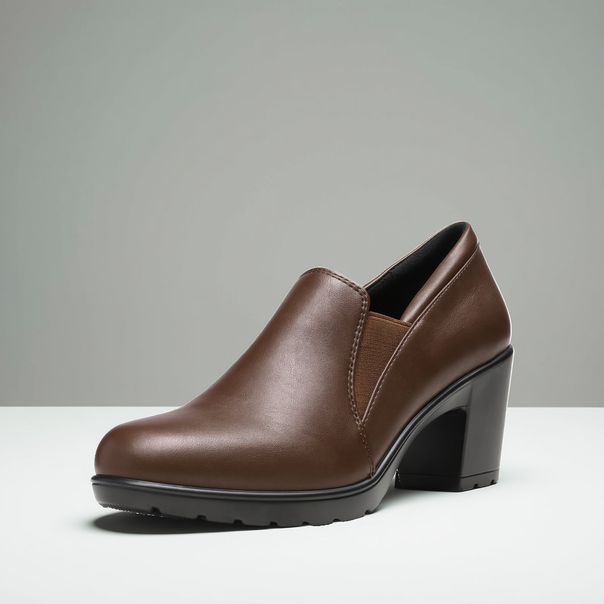 Women's Low Chunky Block Heel Slip-On Pumps - Round Toe Dress Loafers with Cushioned TPR Sole, Low Block Heels Suitable for Office, Business, Casual Wear - - Comfortable Work Shoes, Women Shoes