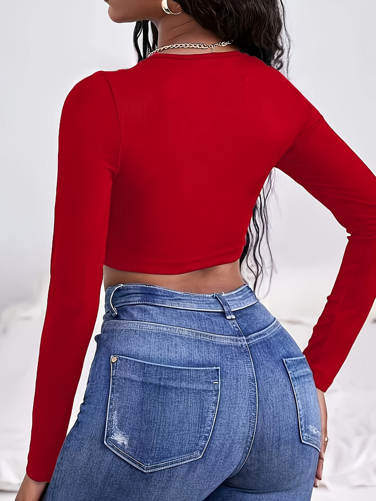 Fashion Y2K Tie-Strap Long Sleeve T-Shirt