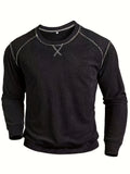 Men'S Comfortable Pullover Sweater, Fashionable Long Sleeve T-Shirt, Spring And Autumn Casual Trendy Top