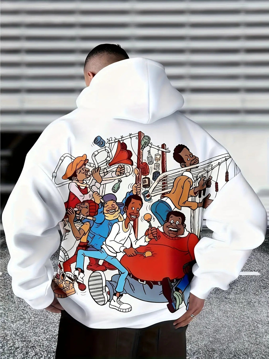 High-Quality Clearan 3D Print Men'S Hooded Drop Shoulder Novelty Long Sleeve Sweatshirt with Cartoon Pattern | Fashionable Streetwear Casual Fashion, Geometric-Pattern, Slight Stretch Fabric