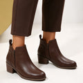 Women'S Versatile Chunky Heel Short Booties, Round Toe, Inner And Outer Zippers, Sole, Comfortable Casual Style, Ideal for Office, Workdays, And Everyday Outings., Women Shoes