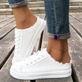 Frayed Flat Shoes Worn Tie Breathable Retro Casual Half Street Trend, Women Shoes, Sneakers