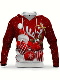 New European and American Style Halloween Men's Santa Claus Digital Print Christmas Series Hooded Sweatshirt Casual Pullover