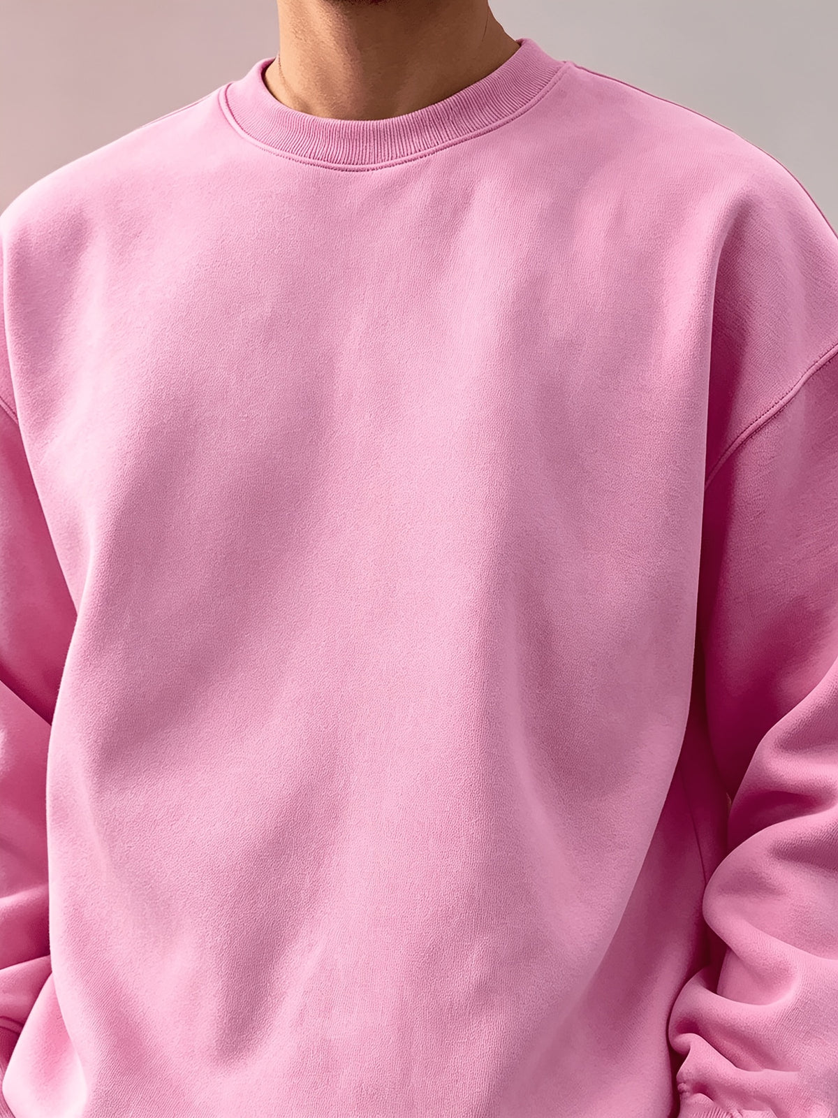 Unisex Pink Blank Crew Neck Sweatshirt Solid Color No Graphic Oversized Pullover DIY Heat Transfer Plain Sweat Top