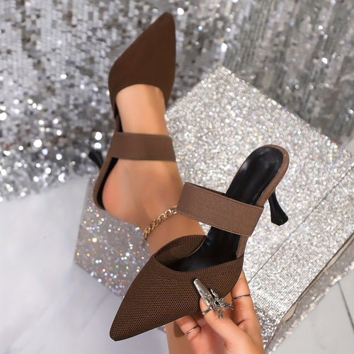 Casual Pointed Elastic Band Fashion High Heels, Women Shoes