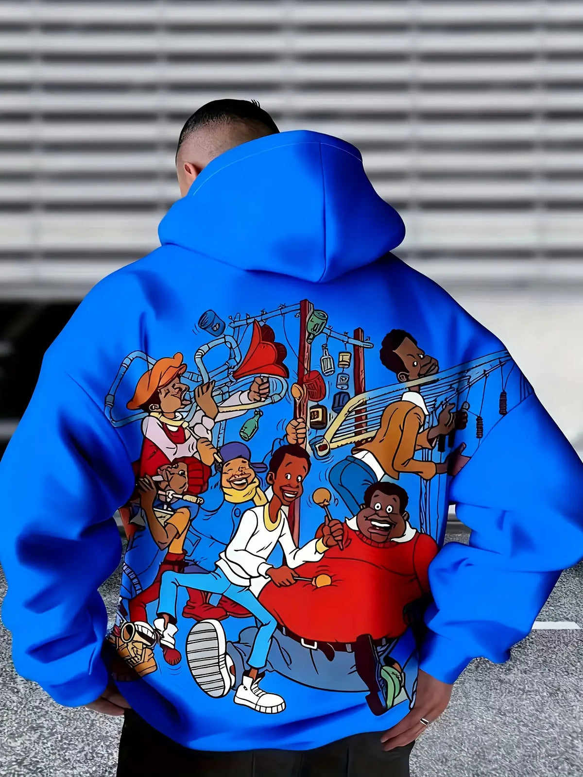 High-Quality Clearan 3D Print Men'S Hooded Drop Shoulder Novelty Long Sleeve Sweatshirt with Cartoon Pattern | Fashionable Streetwear Casual Fashion, Geometric-Pattern, Slight Stretch Fabric