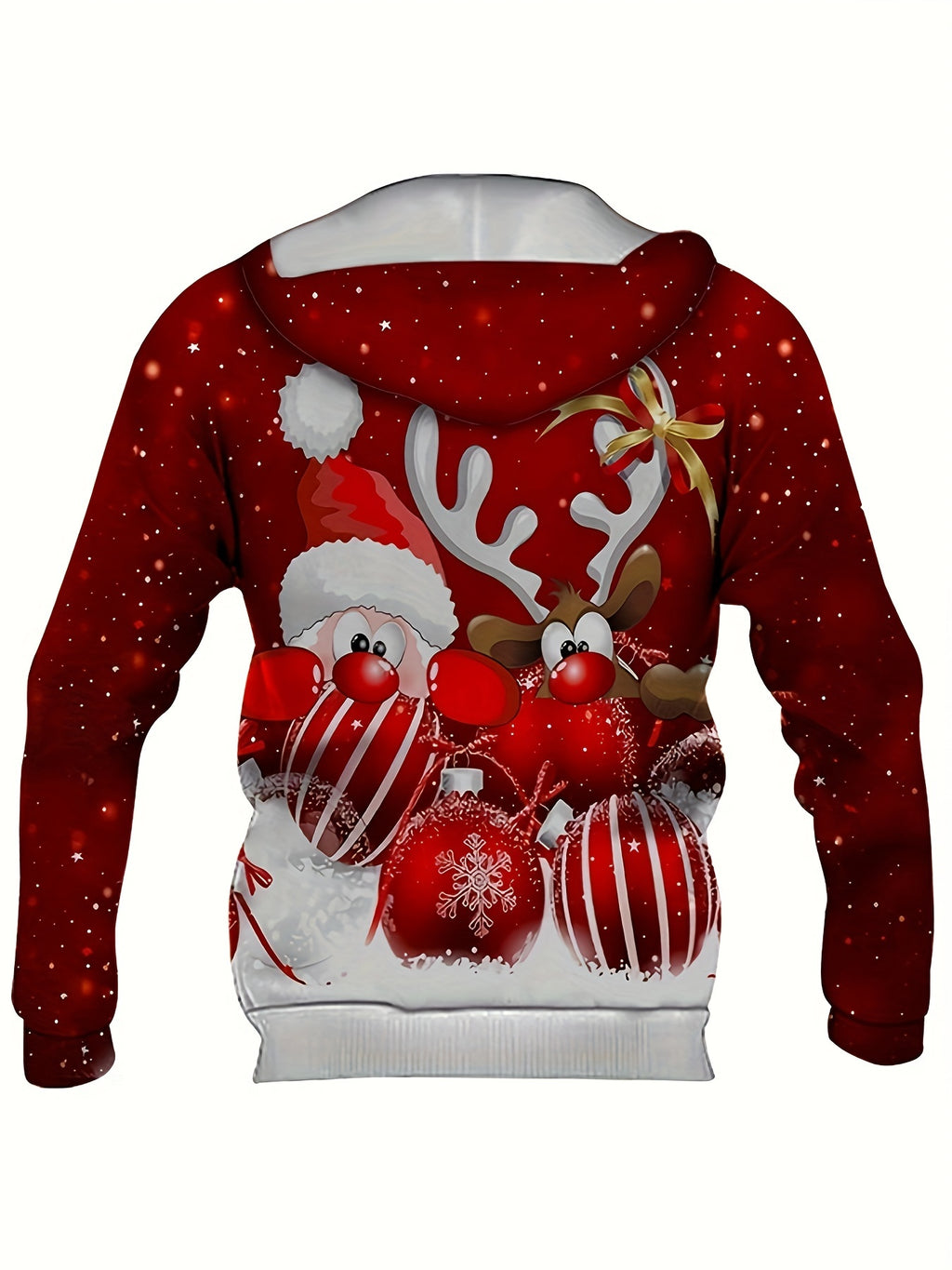 New European and American Style Halloween Men's Santa Claus Digital Print Christmas Series Hooded Sweatshirt Casual Pullover