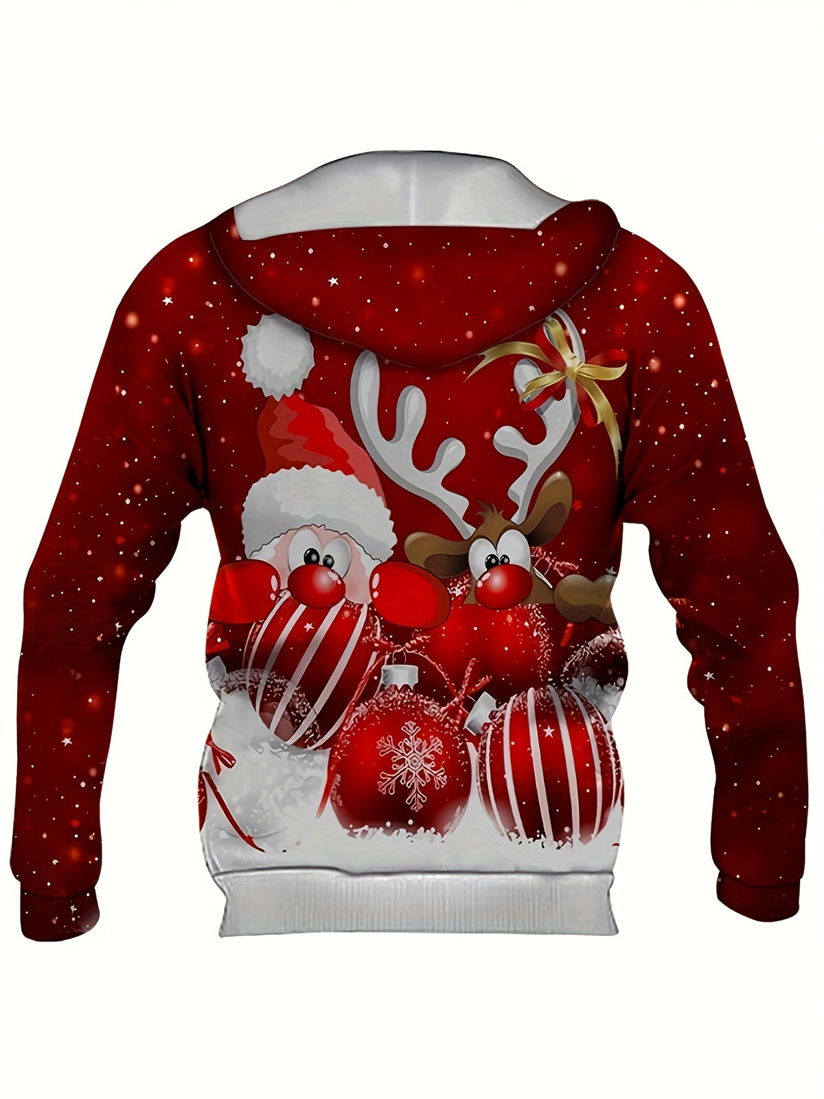 New European and American Style Halloween Men's Santa Claus Digital Print Christmas Series Hooded Sweatshirt Casual Pullover
