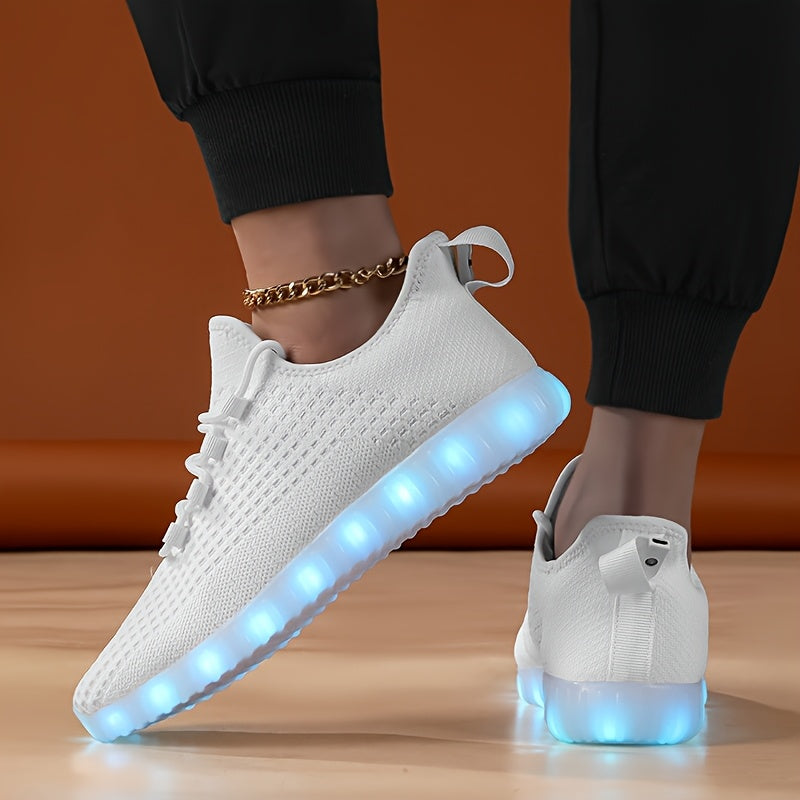 Spring And Summer Styles, LED Luminous Men'S And Women'S Casual Shoes, USB Charging Night Light Shoes, Colorful Transformation Luminous Shoes, Suitable for People, Fashionable Running Shoes, Breathable, Lightweight And Wear-Resistant, Women Shoes